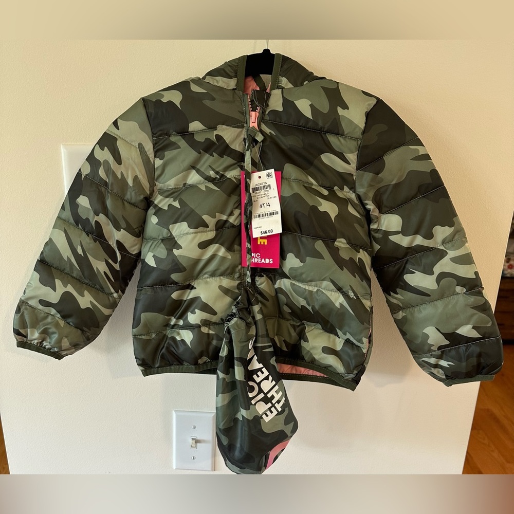 Epic Threads Toddler& Girls Camo Packable Puffer Jacket NWT Various Sizes